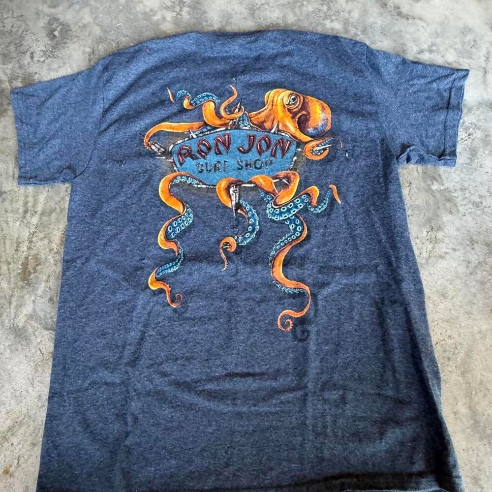 Ron-jon-surf-shop Men's Grey and Blue T-shirt